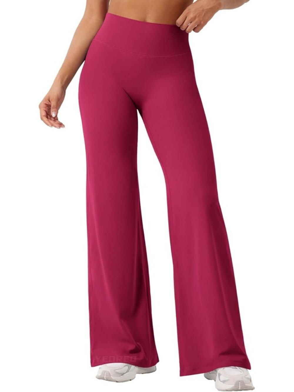 Women's Ruby Red No Front Seam Straight High Waist Imported Yoga Leggings